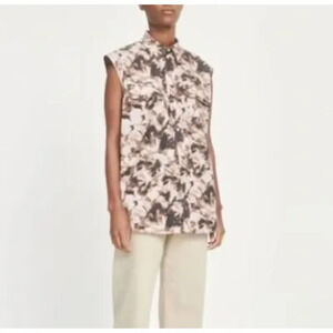 NWOT Samsoe Samsoe Tea Shirt Top in Camo Clay M (b33.5cp)